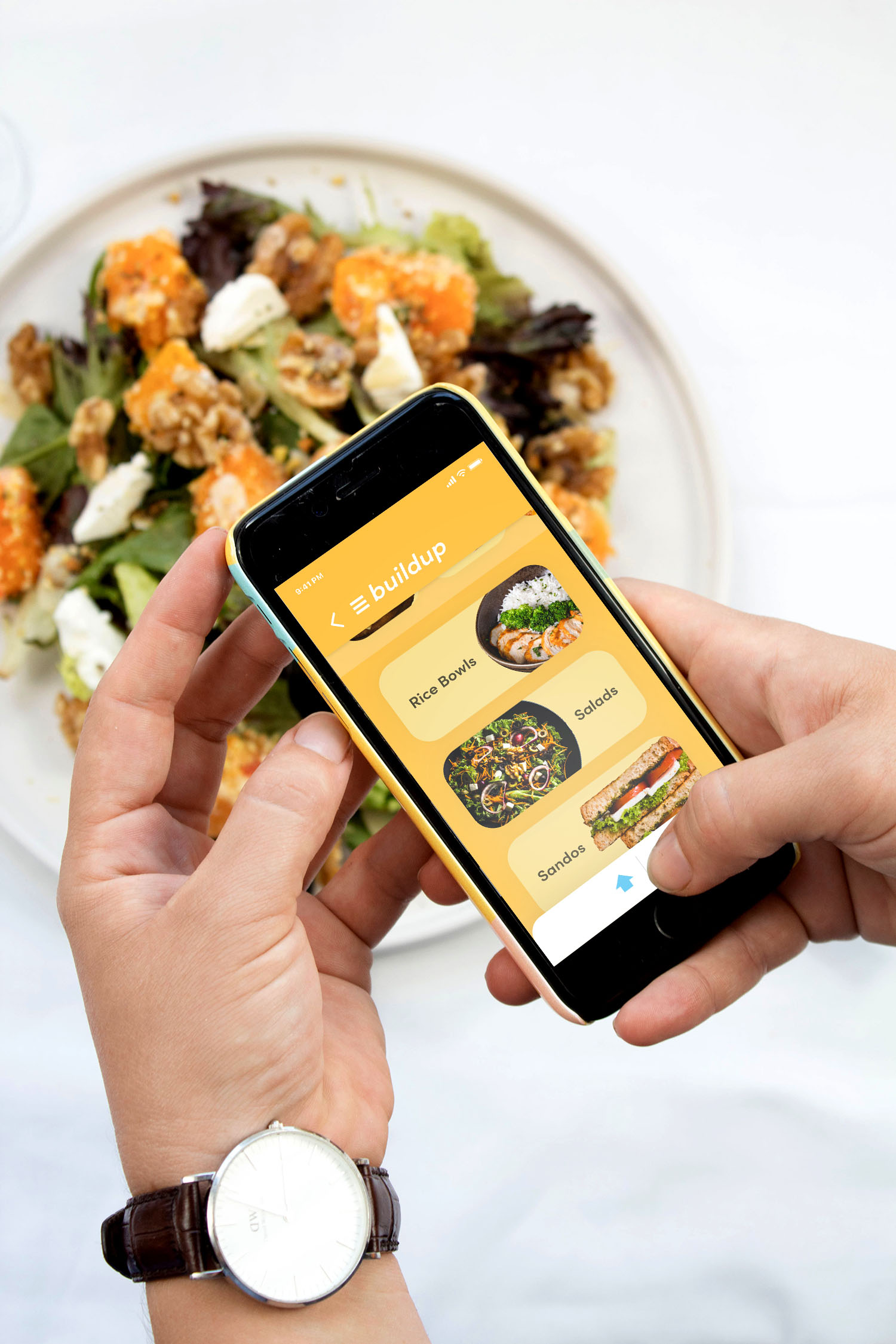 Holding Vendup App & Food